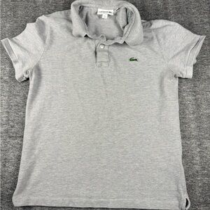 Boys Youth Lacoste Gray Short Sleeve Slim Fit Polo Shirt Size M